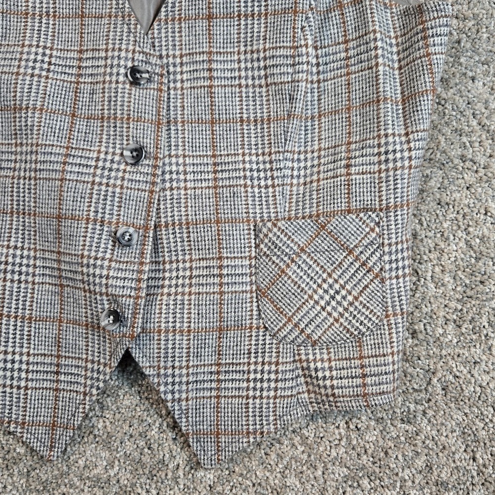 Patty Woodard Vintage Plaid Brown Wool Blend Vest Womens Size 13/14(10/12) - Picture 6 of 7